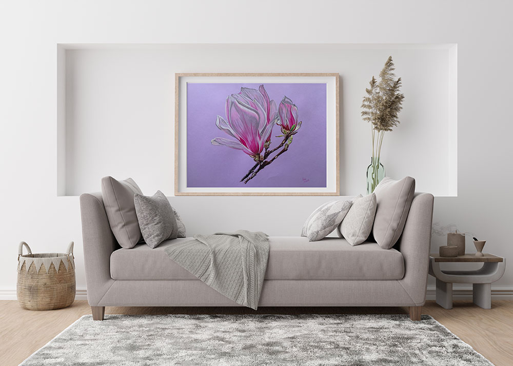 Mise en situation du dessin intitulé magnolias for ever
